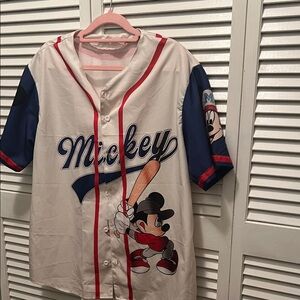# 0896+ Mickey Mouse Baseball Kids Shirt - White and Blue